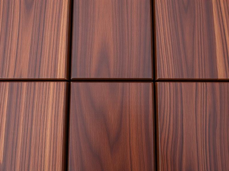 Close-up of dense dark chocolate-brown Ipe tropical hardwood deck boards
