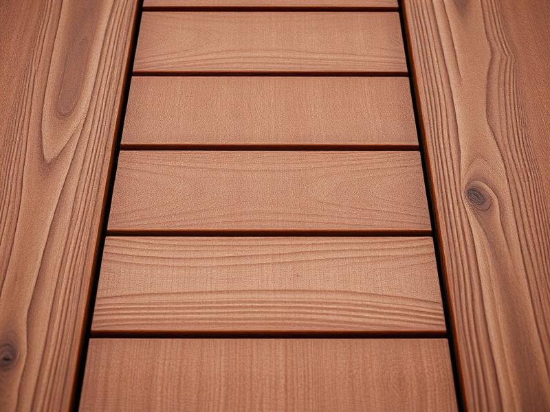 Close-up of warm brown Trex-style capped composite deck boards